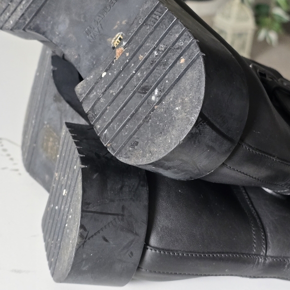 Jil Sander Navy Black Leather Ankle Boots Size 9.5 - Picture 12 of 13